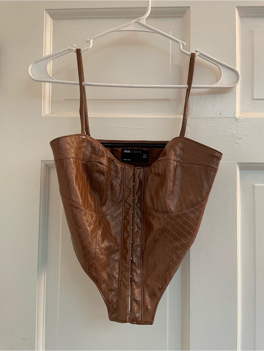 ASOS Brown Faux Leather Corset Top